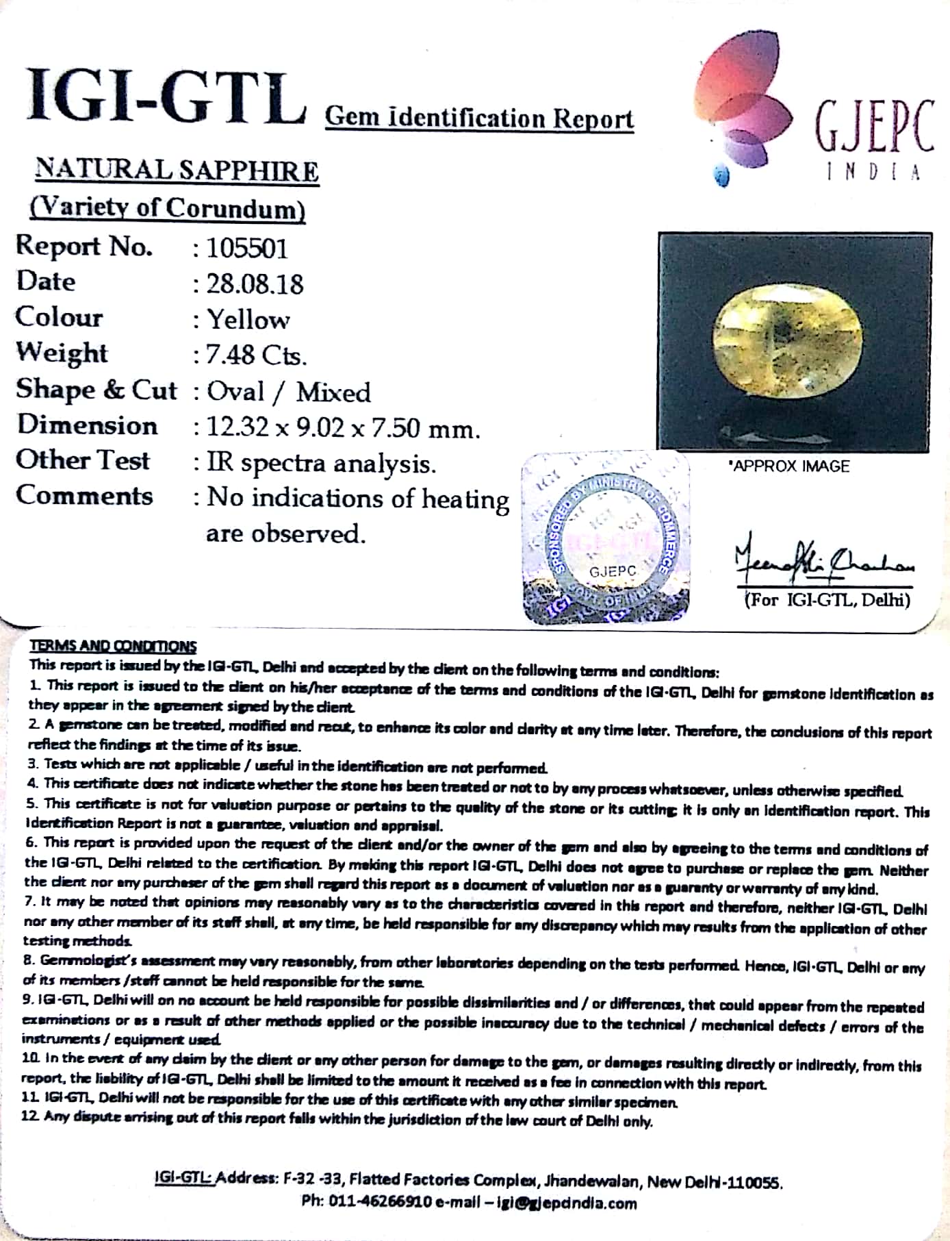 7.48/CT Yellow sapphire with Govt Lab Certificate-56610