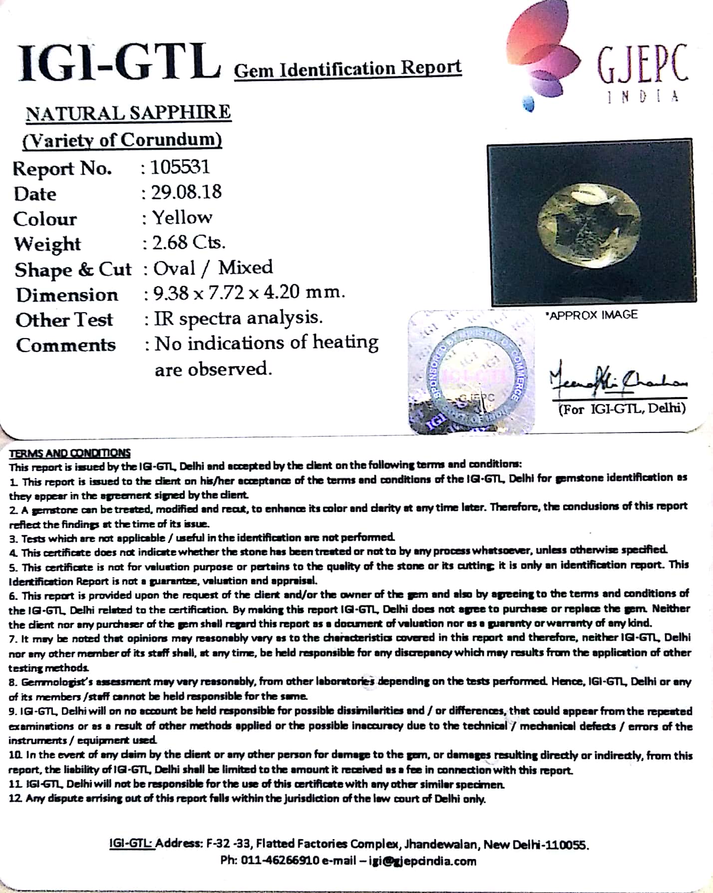 2.98 Ratti  yellow sapphire with Govt Lab Certificate-(6771)