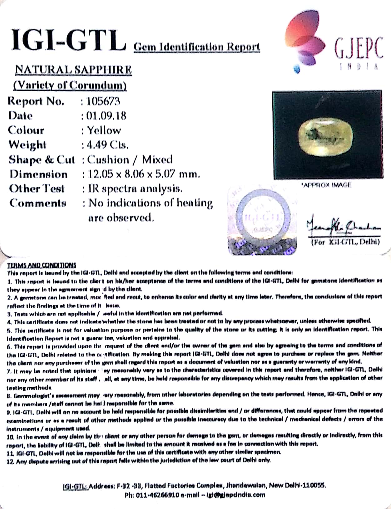 4.99 Ratti  Natural yellow sapphire with Govt Lab Certificate-(6771)+Punch Dhatu Ring