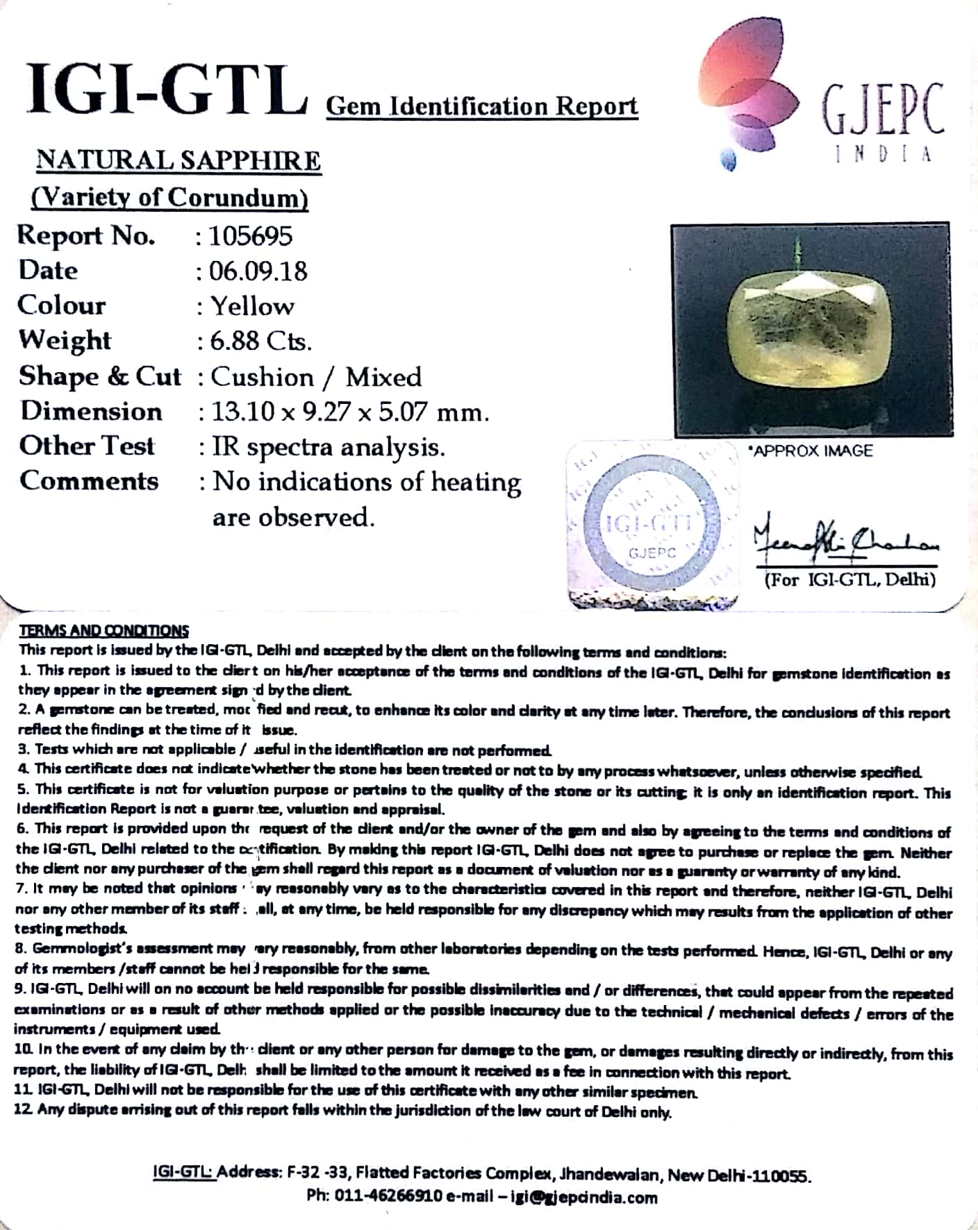 7.64 Ratti  Natural yellow sapphire with Govt Lab Certificate-(6771)