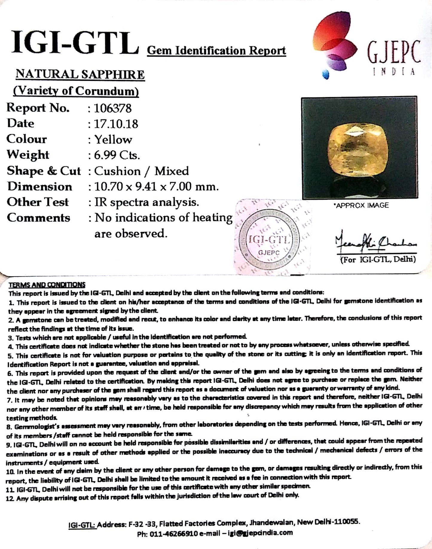 7.77 Ratti Natural Yellow Sapphire With Govt Lab Certificate-(12210)