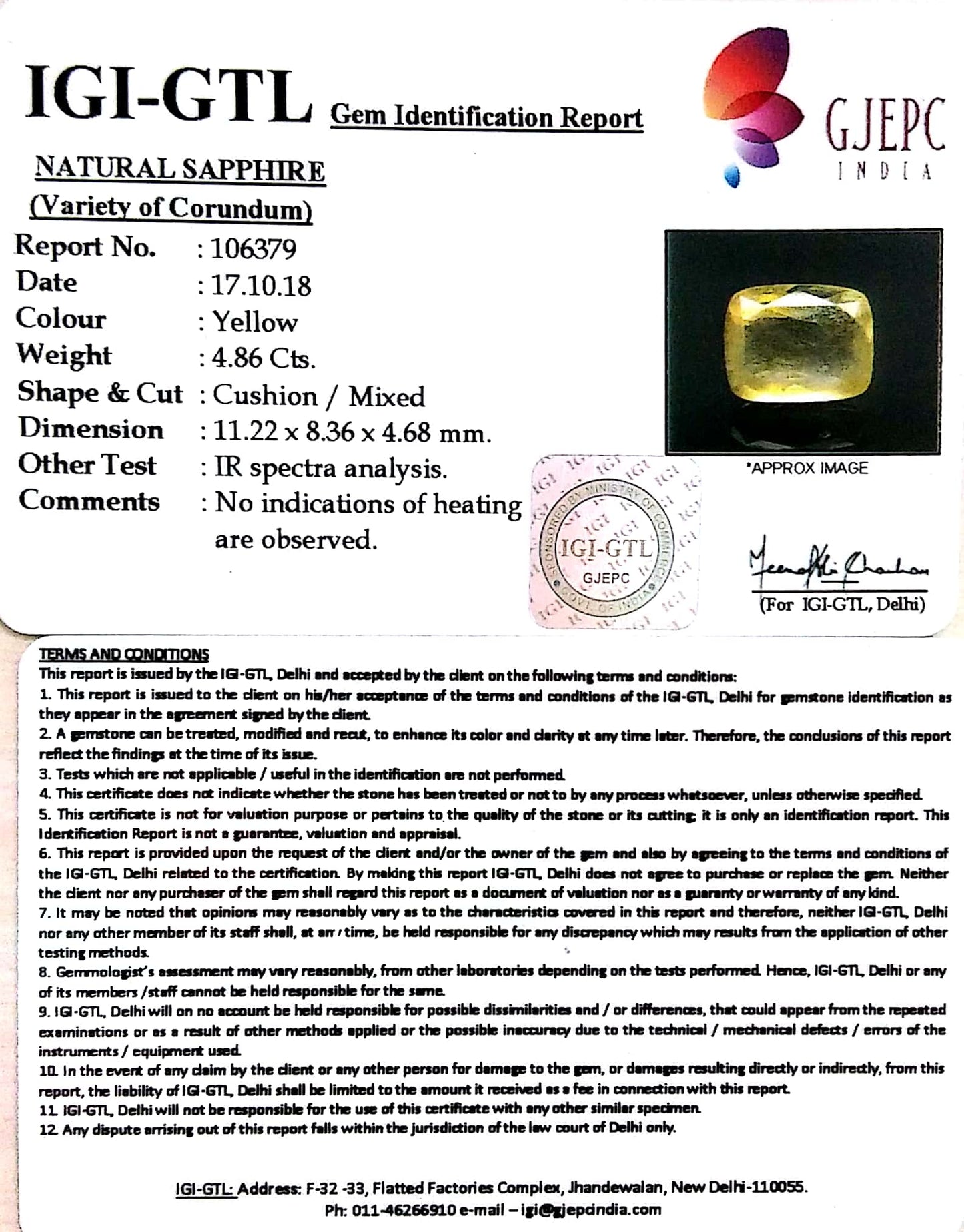 5.40 Ratti Natural Yellow Sapphire With Govt Lab Certificate-(8991)