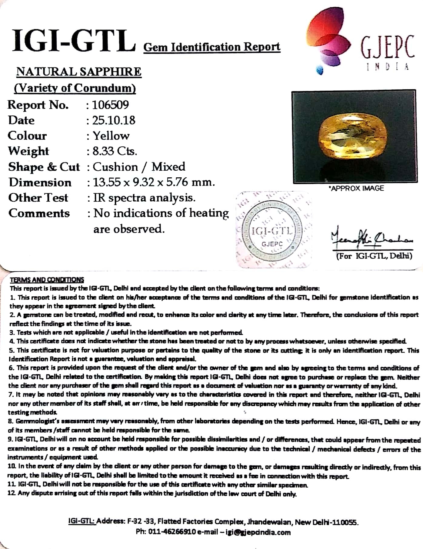 9.26 Ratti Natural Yellow Sapphire With Govt Lab Certificate-(6771)