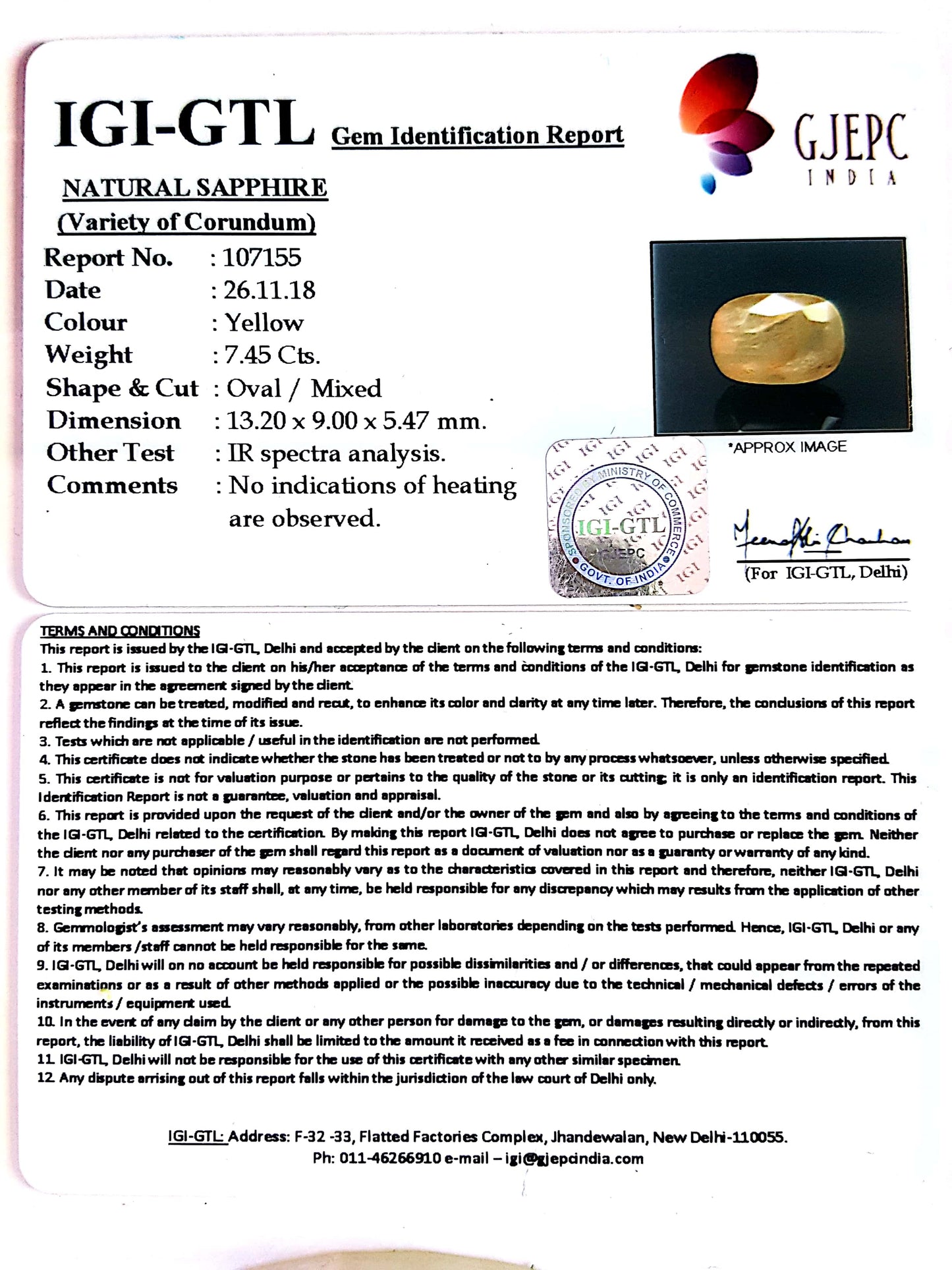 8.28 Ratti  Natural yellow sapphire with Govt Lab Certificate-(4551)