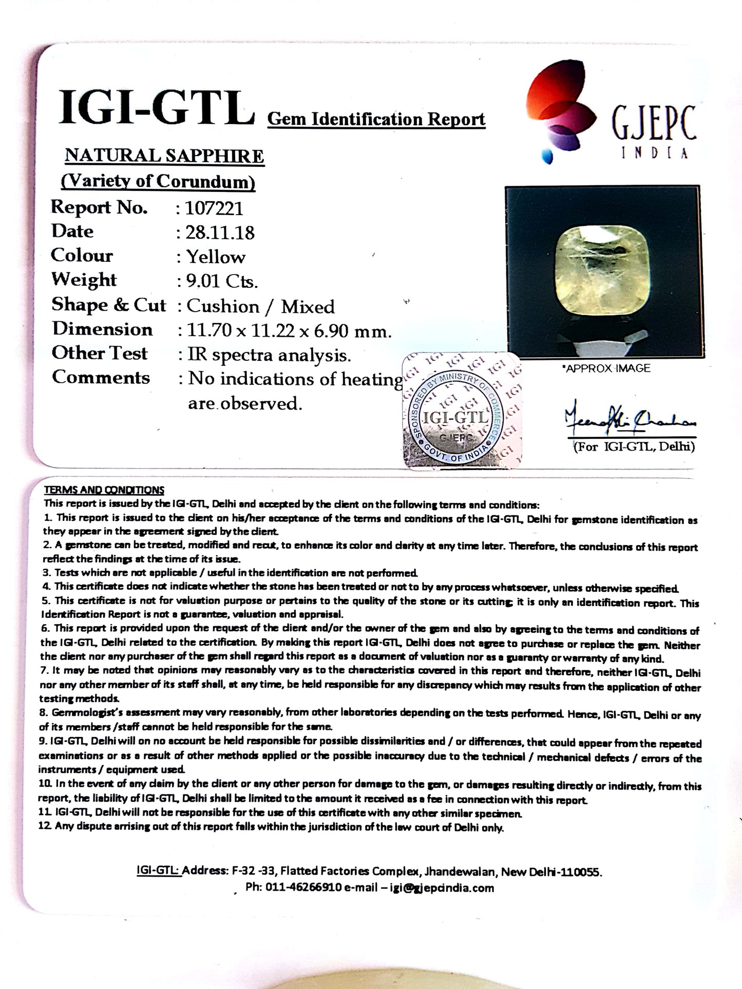 10.01 Ratti  Natural yellow sapphire with Govt Lab Certificate-(6771)