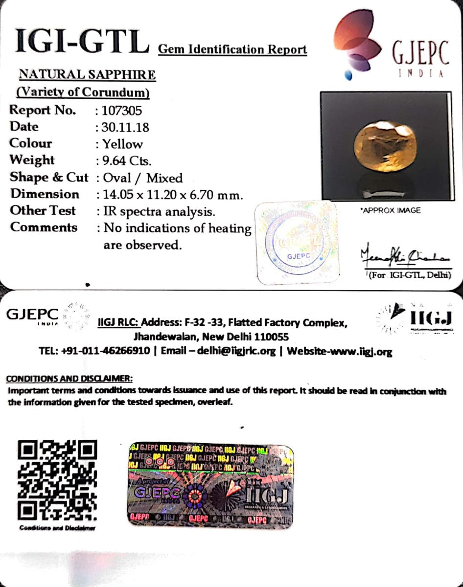 9.64/CT Natural Ceylonese Pukhraj with Govt Lab Certificate-6771