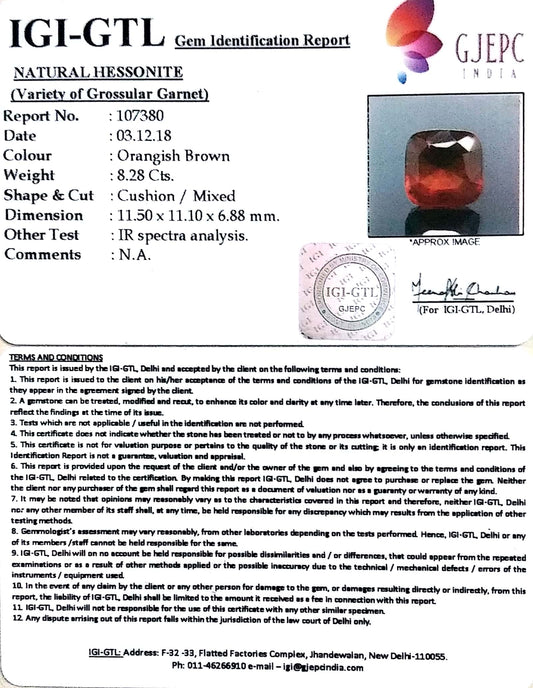 9.20 Ratti Natural Hessonite with Govt. Lab Certificate-(1221)