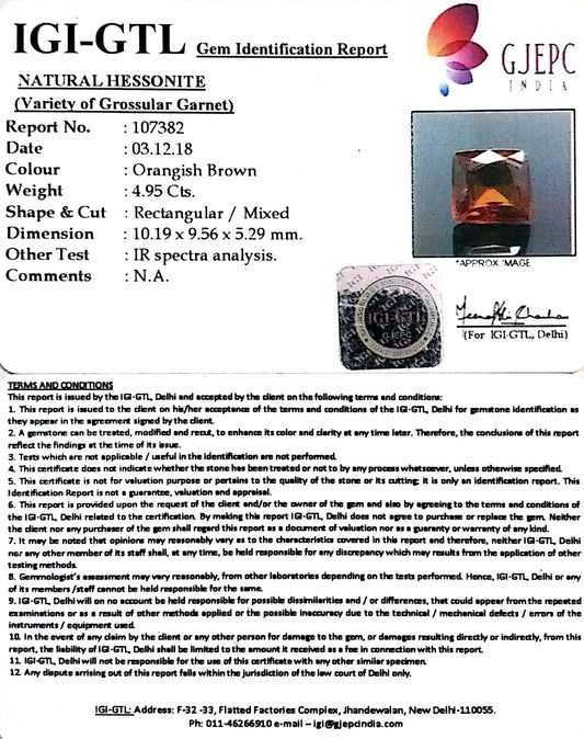 5.50 Ratti Natural Hessonite with Govt. Lab Certificate-(1221)