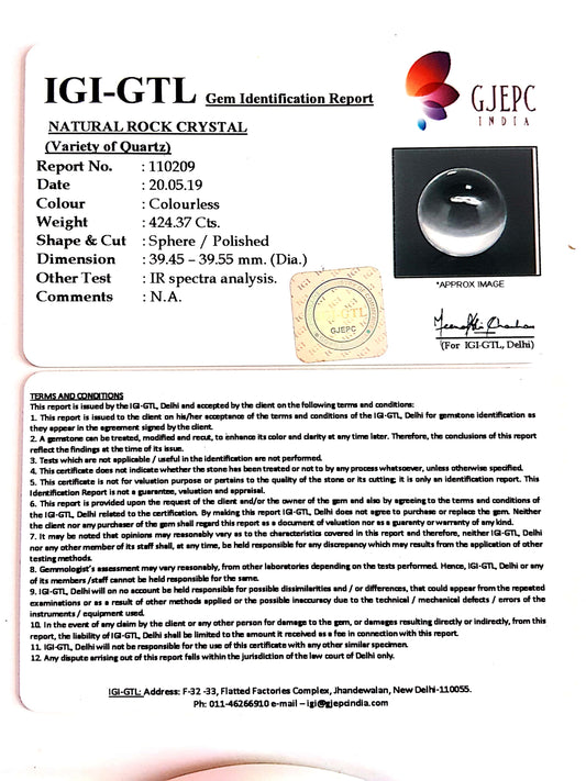 Natural Rock Crystal With Govt. Lab Certificate-60