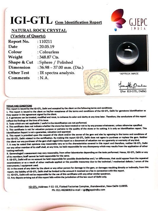 Natural Rock Crystal With Govt. Lab Certificate-60