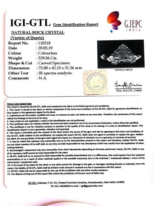 Natural Rock Crystal With Govt. Lab Certificate