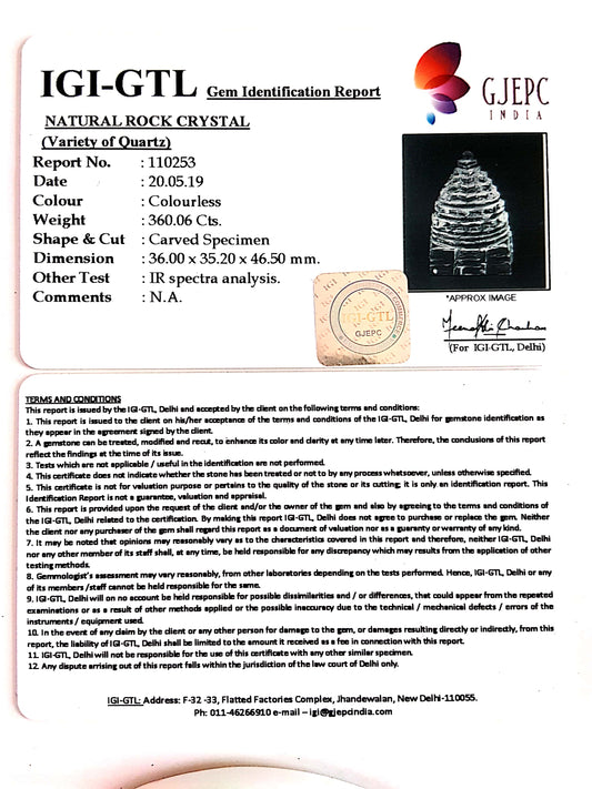 Natural Rock Crystal With Govt. Lab Certificate-60