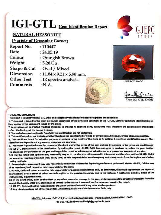 5.87 Ratti  Natural Hessonite with Govt. Lab Certificate-(1221)