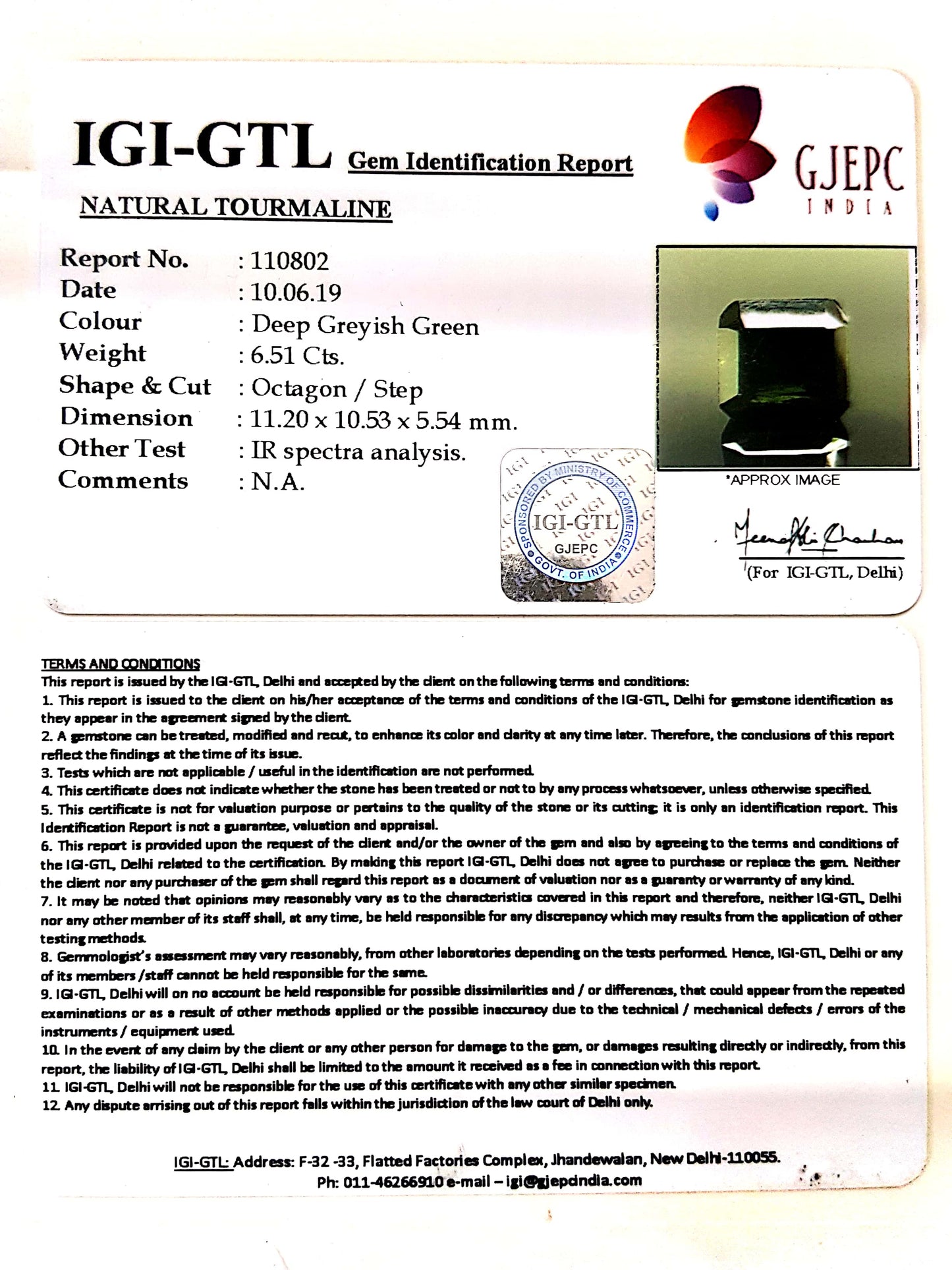 7.21 Ratti Natural Tourmaline With Govt. Lab Certificate-(1221)