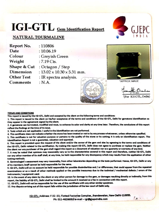 7.99 Ratti Natural Tourmaline With Govt. Lab Certificate-(1221)