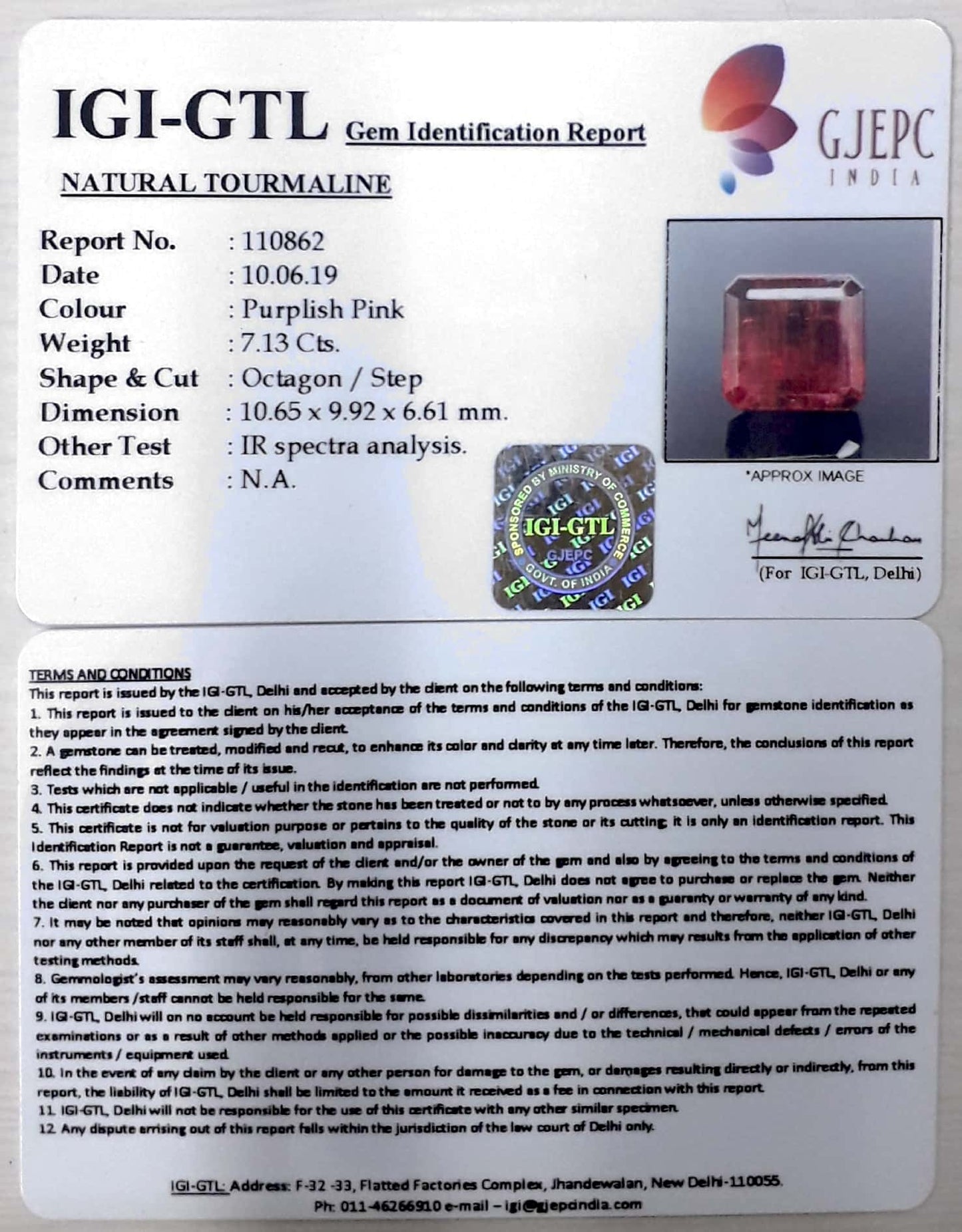 7.91 Ratti Natural Tourmaline With Govt. Lab Certificate-(3441)