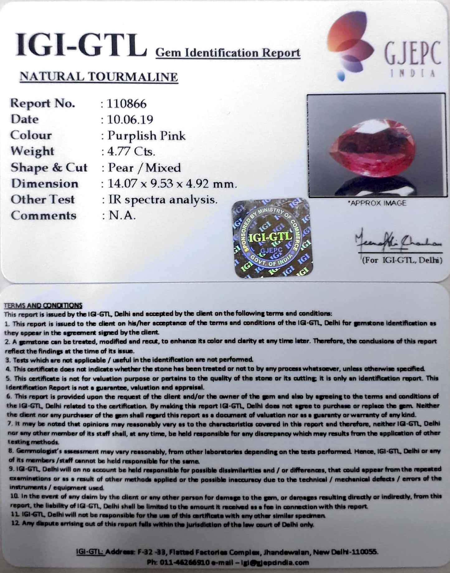 5.29 Ratti Natural Tourmaline With Govt. Lab Certificate-(5661)