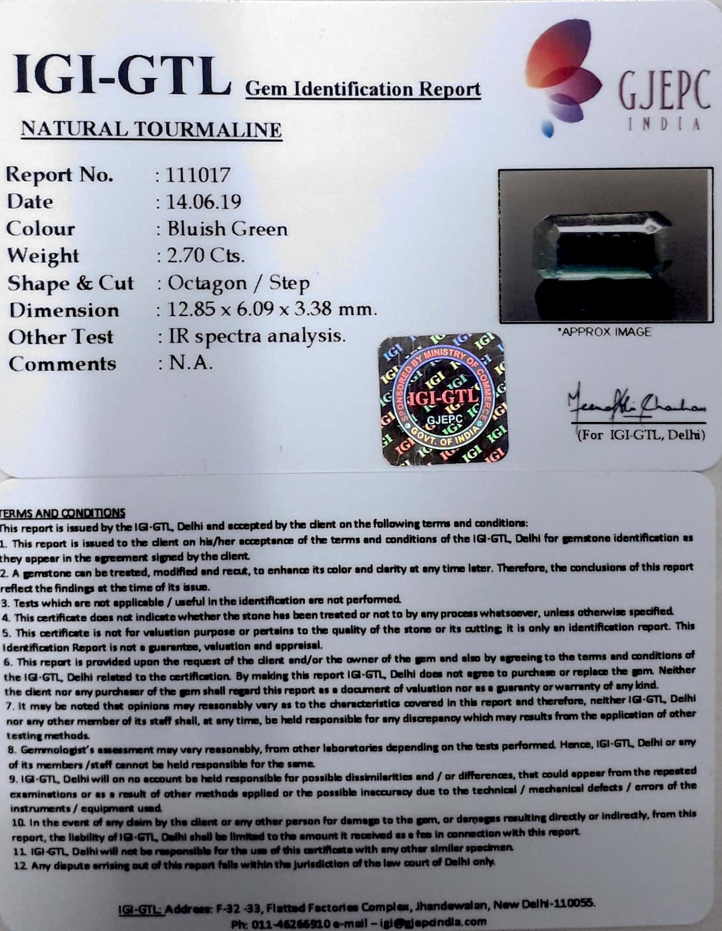 2.99 Ratti Natural Tourmaline With Govt. Lab Certificate-(4551)