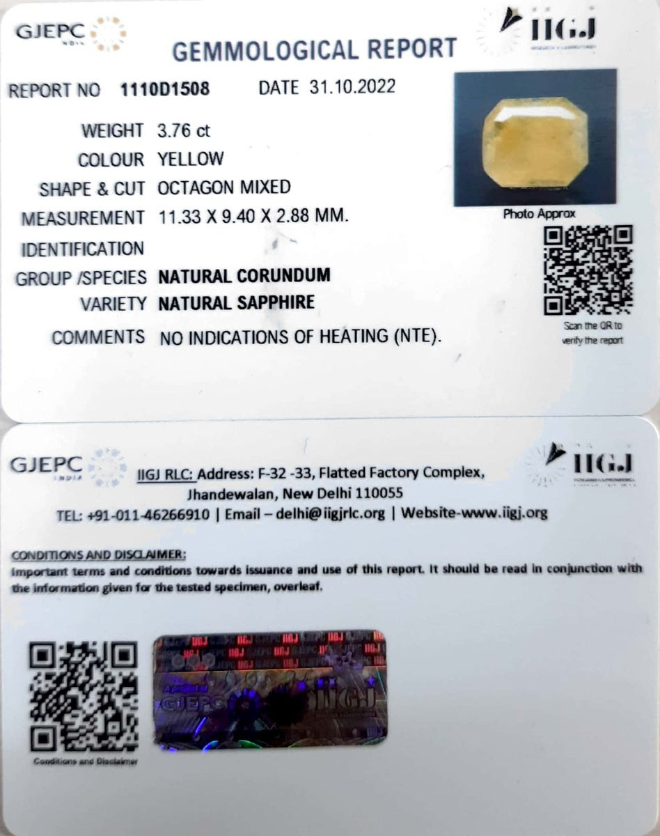 3.76/CT Natural Ceylonese Pukhraj with Govt Lab Certificate-6771