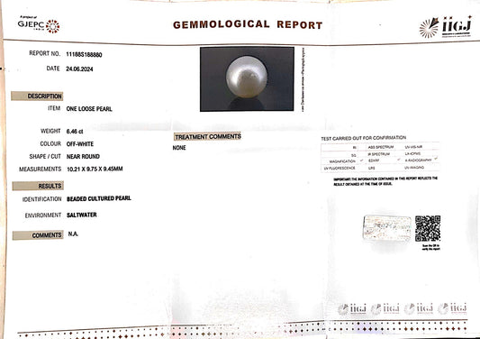 6.46/CT Natural South Sea Pearl with Govt. Lab Certificate (1550)