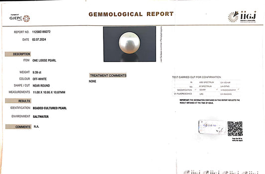 9.39/CT Natural South Sea Pearl with Govt. Lab Certificate (1550)