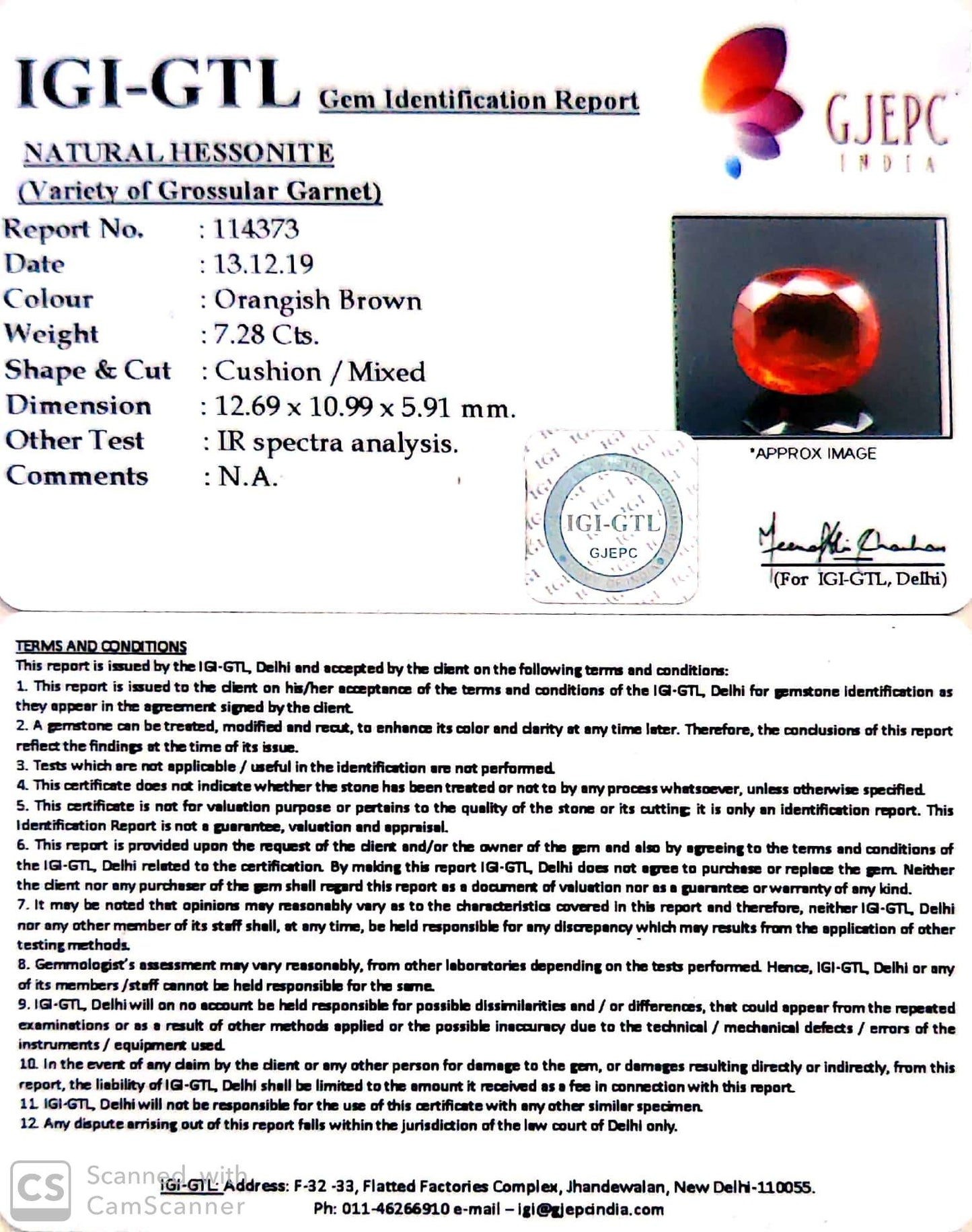 8.09 Ratti Natural Hessonite with Govt. Lab Certificate-(1221)