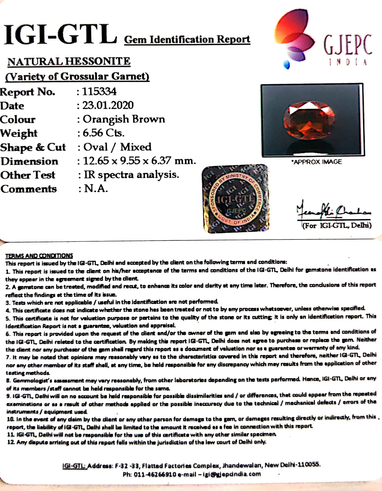 7.29 Ratti Natural Hessonite with Govt. Lab Certificate-(1221)