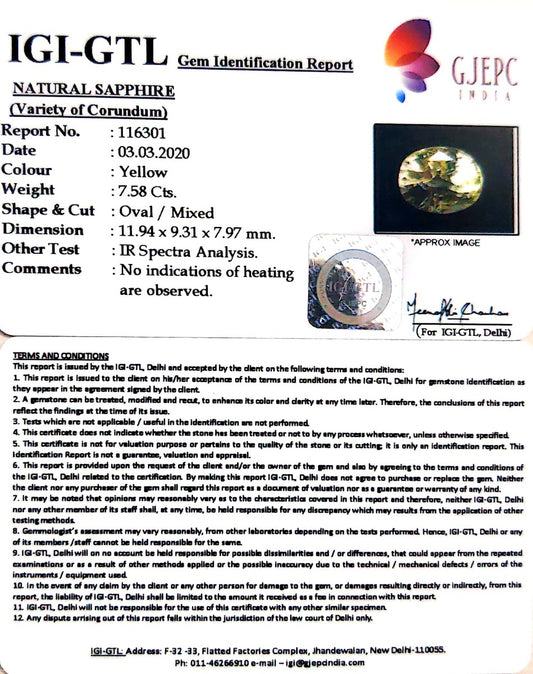 7.58/CT Natural Ceylonese Pukhraj with Govt Lab Certificate-78810