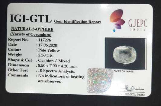 2.30/CT Natural Ceylonese Pukhraj with Govt Lab Certificate-YELSA9S