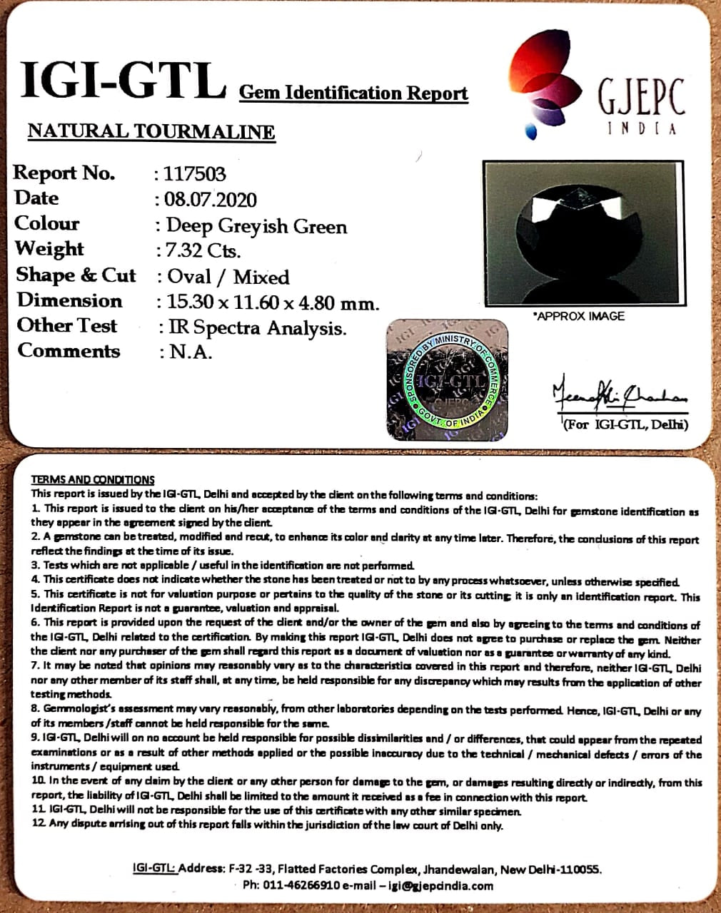 8.13 Ratti Natural Tourmaline With Govt. Lab Certificate-(1221)