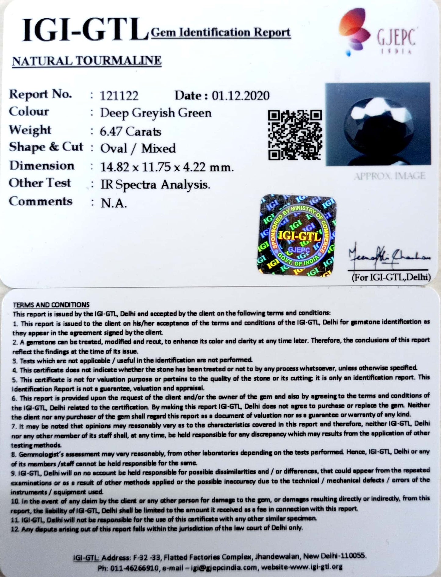 7.18 Ratti Natural Tourmaline With Govt. Lab Certificate-(1221)