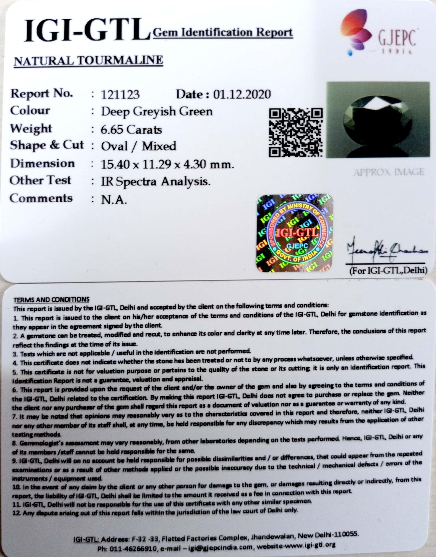 7.38 Ratti Natural Tourmaline With Govt. Lab Certificate-(1221)