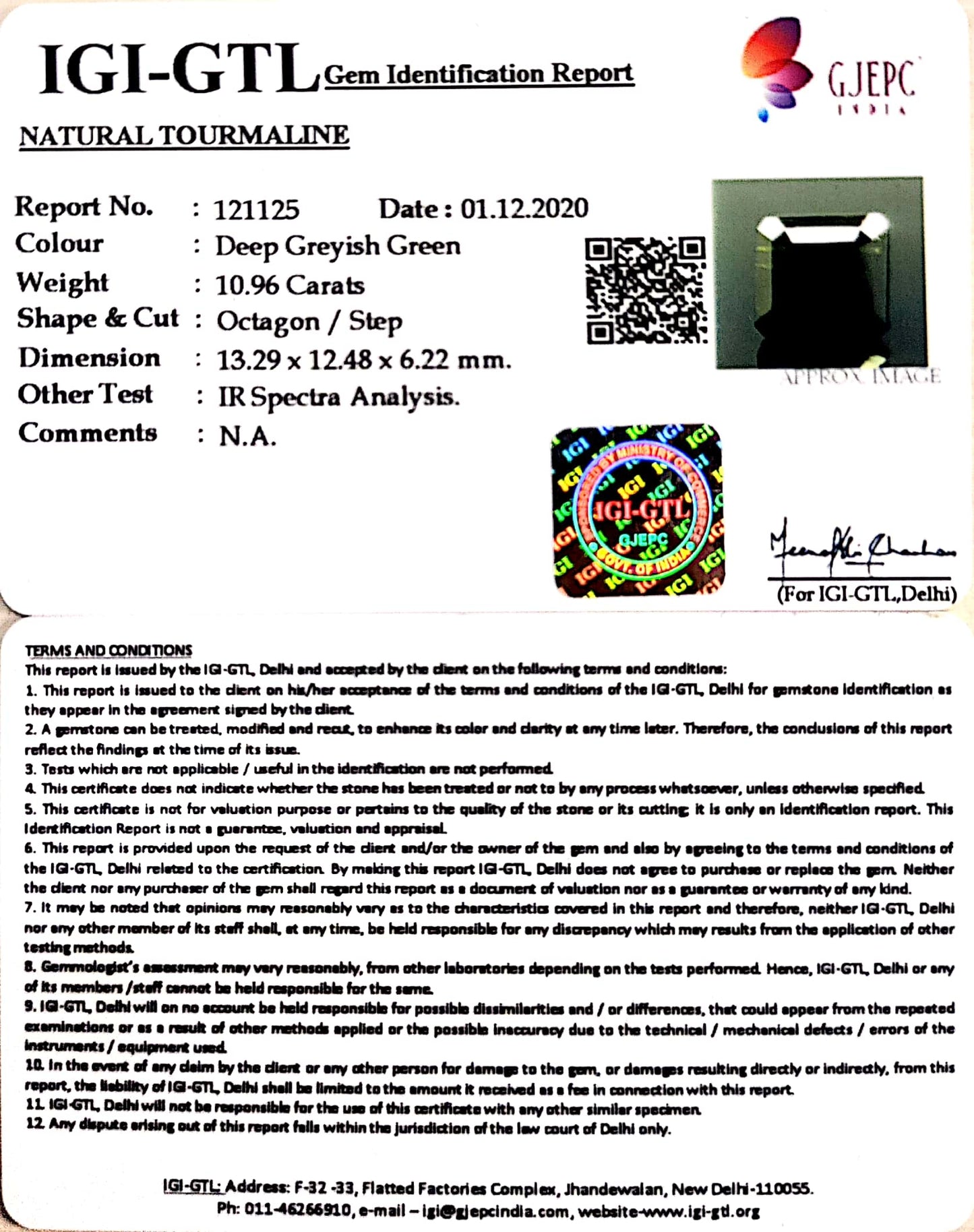 12.16 Ratti Natural Tourmaline With Govt. Lab Certificate-(1221)