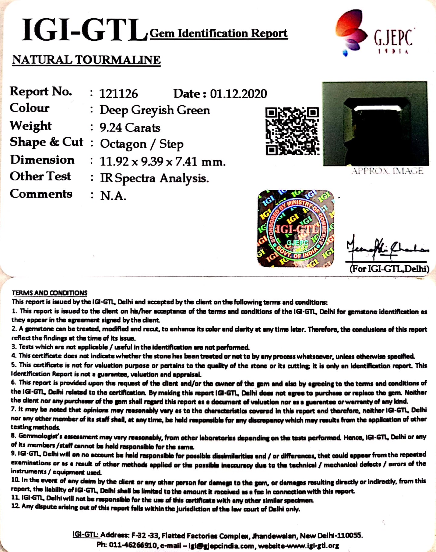 10.25 Ratti Natural Tourmaline With Govt. Lab Certificate-(1221)