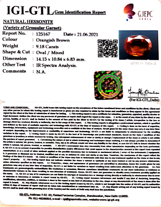 10.18 Ratti Natural Govt. Lab Certified Ceylonese Gomed-(1221)