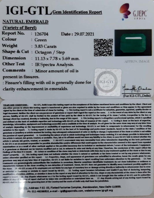 3.83/CT Natural Panna Stone with Govt. Lab Certified-(2331)