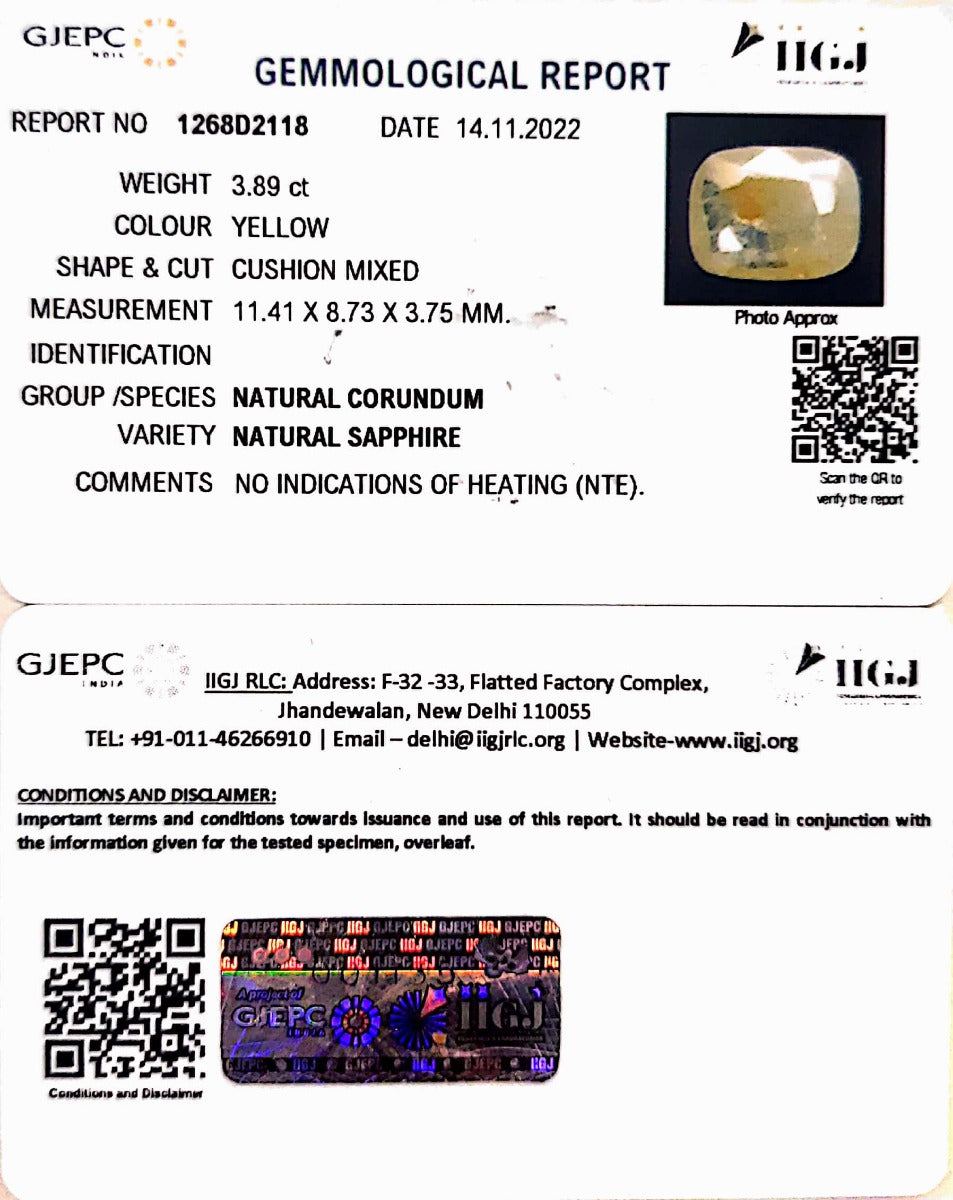 3.89/CT Natural Ceylonese Pukhraj with Govt Lab Certificate-6771