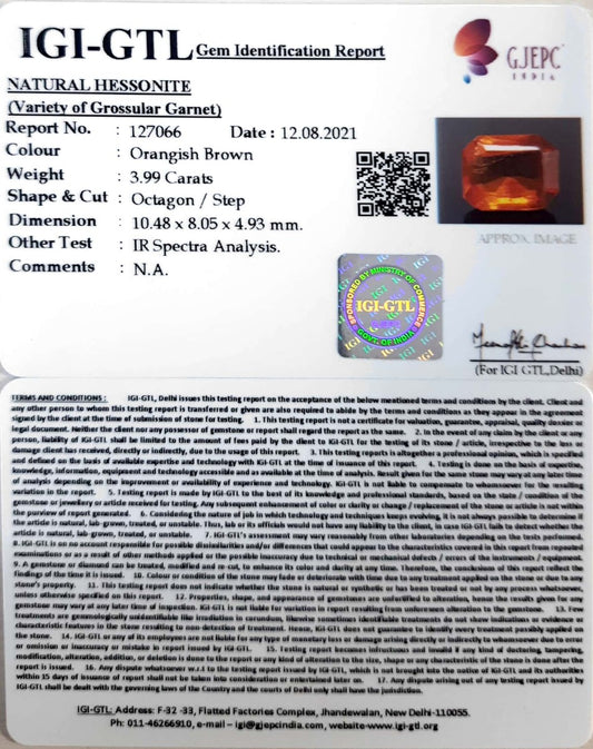 3.99/CT Natural Govt. Lab Certified Ceylonese Gomed-(1221)