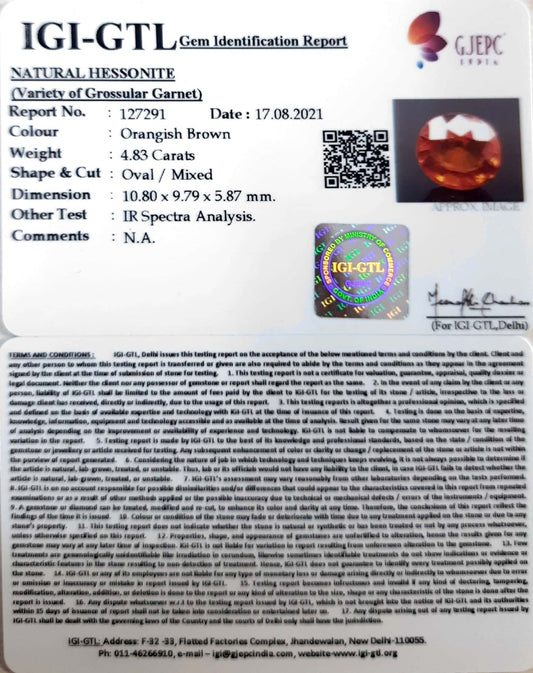 4.83/CT Natural Govt. Lab Certified Ceylonese Gomed-(1221)