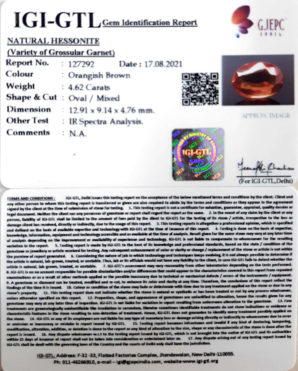 4.62/CT Natural Govt. Lab Certified Ceylonese Gomed-(1221)