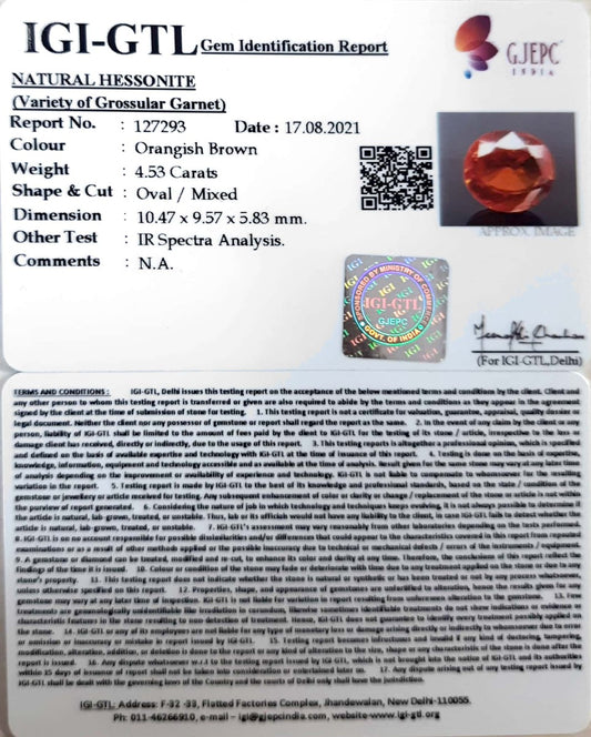 4.53/CT Natural Govt. Lab Certified Ceylonese Gomed-(1221)