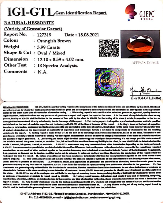 3.99/CT Natural Govt. Lab Certified Ceylonese Gomed-(1221)