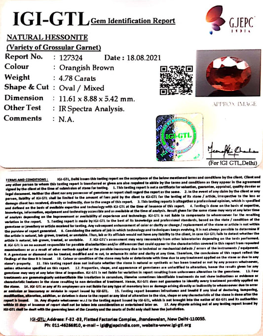 4.78/CT Natural Govt. Lab Certified Ceylonese Gomed-(1221)