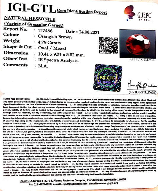 4.79/CT Natural Govt. Lab Certified Ceylonese Gomed-(1221)