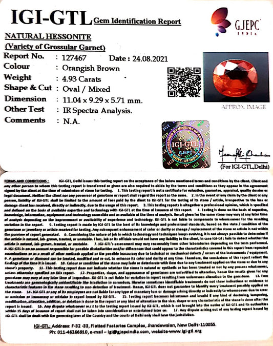 4.93/CT Natural Govt. Lab Certified Ceylonese Gomed-(1221)