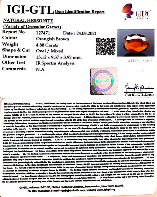 4.88/CT Natural Govt. Lab Certified Ceylonese Gomed-(1221)