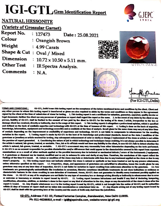 4.99/CT Natural Govt. Lab Certified Ceylonese Gomed-(1221)