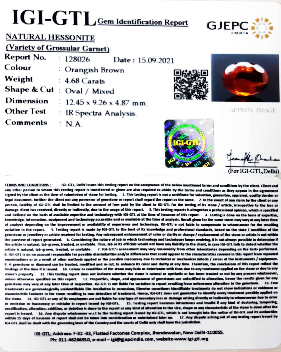 4.68/CT Natural Govt. Lab Certified Ceylonese Gomed-(1221)