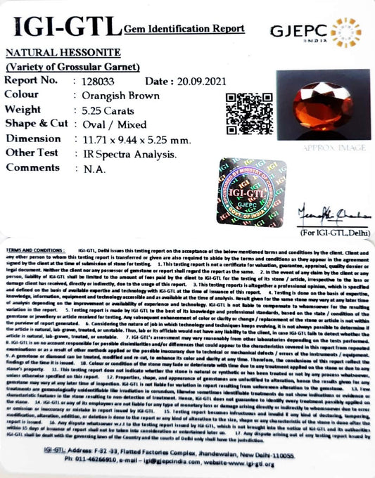 5.25/CT Natural Govt. Lab Certified Ceylonese Gomed-(1221)