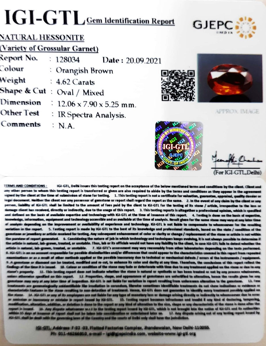 4.62/CT Natural Govt. Lab Certified Ceylonese Gomed-(1221)